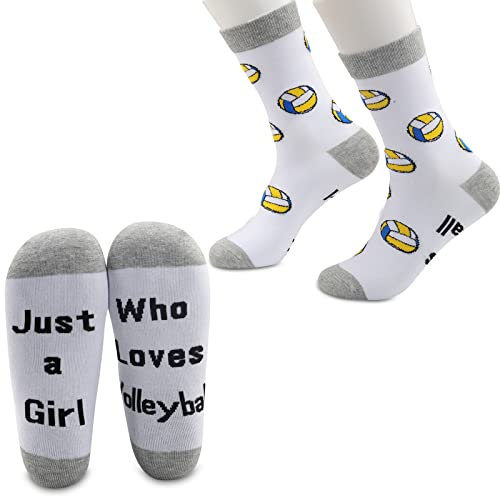 CMNIM Volleyball-Geschenke für Teenager-Mädchen, 2 Paar Volleyball-Socken, nur ein Mädchen, das Volleyballspieler liebt, Geschenke für Mädchen, 2 Paar Volleyballsocken
