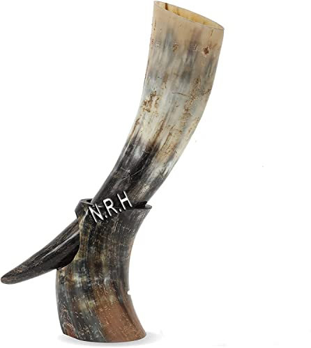 Corne à boire Viking – 30,5 cm avec support en corne Chope à bière faite à la main Corne de bœuf véritable de qualité alimentaire
