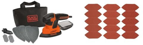 Black+Decker Dreieckschleifer Mouse KA2000– Kraftvolle Schleifmaschine mit Staubfangbehälter inkl. Mikrofilter 1 x Schleifer Schwarz & Stanley Mouse Fingerschleifgitter STA32477