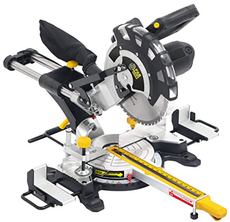 Fartools SBM 255 Scie à onglet radiale 2000W, lame Ø254mm multi-matériaux 60 dents, inclinaison de la tête gauche, visée laser, plateau indexable à l'avant, 2 vitesses de rotation