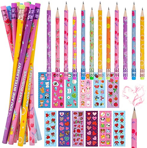 Zayvor Bleistift Kinder Mit Radiergummi Graphitstift Zylinder Duft Bleistifte Holzbleistifte Klassenzimmer Belohnung HB Duftende Duftstifte Valentine Kids Sticker Autoaufkleber Vinylaufkleber