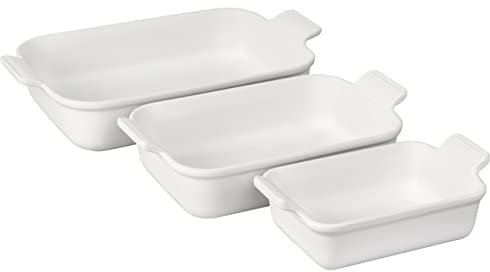 Le Creuset Stoneware Heritage Set 3 Rectangular Dishes, White