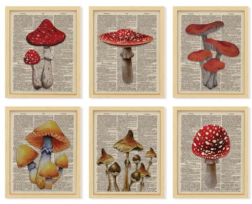 97 Decor Vintage-Pilz-Poster – Pilz-Wanddekoration, Retro-Pilz-Wandkunstdrucke, Cottagecore-Raumdekoration, ästhetisch, erdiges Wörterbuch-Pilzbild für Zuhause, Schlafzimmer (20,3 x 25,4 cm,