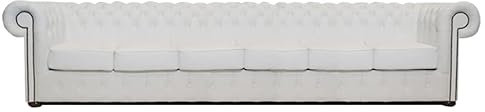 Chesterfield Bank Class Leder | 6-Sitzer | 2 bis 4 Wochen Lieferzeit (Weiß)