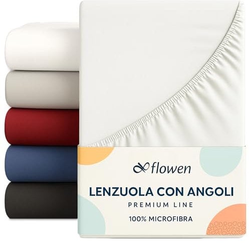 Lenzuola Matrimoniali con Angoli 160x190 cm Bianco in Microfibra per Letto con Materasso fino a 30cm Tessuto Anti-Acaro e Ipoallergenico di Alta Qualità Morbido e Lavabile in Lavatrice
