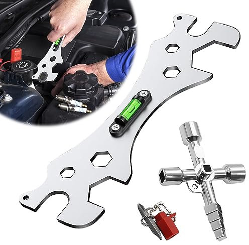 2 Piezas Llave de Baño Multifuncional Llave Cruzada Universal Herramienta Llave Ducha Llaves de Cabeza Ducha ángulo Curvo Para Tornillos Hexagonales 8mm, 10mm, 12mm, 14mm, 17mm, 23mm, 30mm