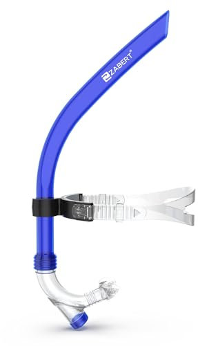 ZABERT SNK92 Schwimmschnorchel Schnorchel Schwimmtraining Frontschnorchel für Erwachsene Kinder 10 Jahre Schwimmen Trainingshilfe mit Ventil Ausrüstung Swim Front Snorkel Silikon Blau