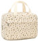 Trousse de maquillage pour femme - Grande trousse de toilette de voyage étanche avec fermeture éclair - Pour filles, Velours côtelé beige floral, Joli velours côtelé