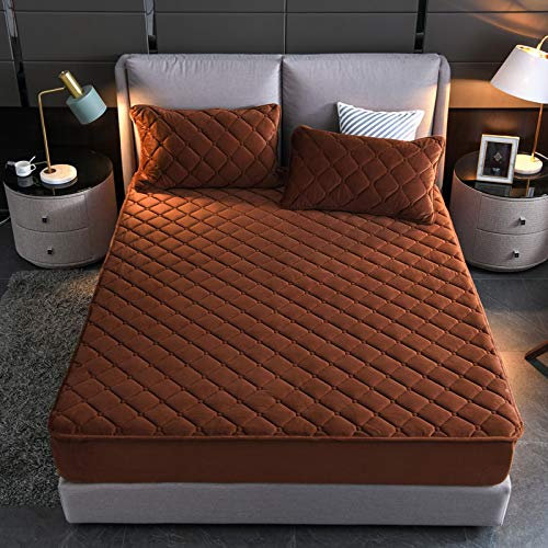 HAIBA bettlaken Flauschige spannbettlaken braun 140X200cm+30cm Flauschig Fleece Winter Spannbetttuch Cashmere Touch Flanell Bettlaken für Boxspringbett Topper Matratze