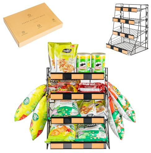 ODOXIA Candy Display Rack 4 Tier | Candy Organiser | Snack Organiser For Countertop | Display Snack Rack | Snack Display For Counter | Snack Stand For Stores And More