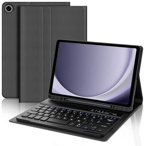 FOGARI Custodia con Tastiera Italiana per Samsung Galaxy Tab A9 2023 8.7, Compatibile con Samsung Galaxy Tab A9 8.7 2023 (SM-X110/X115/X117), Tastiera Bluetooth Portatile Magnetica Staccabile, Nero