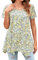 Enmain Camiseta Mujer Manga Corta Top Túnica Larga Cuello de Pico Blusa Elegante y Cómoda Talla Grande Tops Estampadas T Shirt para Mujeres,Amarillo,3XL