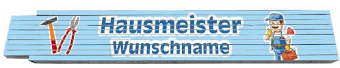 2m Zollstock - Hausmeister - mit Wunschname - Text - Spruch - individuell personalisiert - Glieder-Maßstab - Meterstab bedruckt - für Männer Opa Papa Vatertag Wunschtext Weihnachten Baustelle