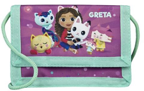 Undercover Gabby's Dollhouse Portefeuille pour enfant – Personnalisé avec nom – Porte-monnaie pour fille – Porte-monnaie avec fenêtre pour carte de bus et billet de transport, Violet - Gabby's