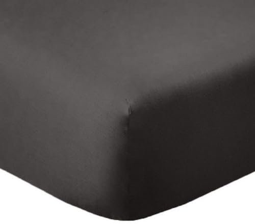 Drap Housse 140 x 190 Bonnet 30 cm qualité Percale 80 Fils (Gris Anthracite)