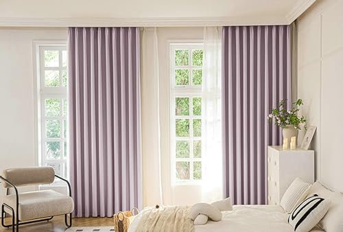 Ayoiow Verdunkelung Dachfenster, Thermo Gardinen Mit Ösen, Polyester Gardinen Vorhang Blickdicht 2 Stück, Lila, 102X160CM