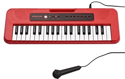 HUIOP 37 Key Electronic Piano with Mini Microphone Preset 10 Demos Supports Recording Headphone/Aux in Jack Portable Multifunction Keyboard Musical Gifts for Boys Girls 3+