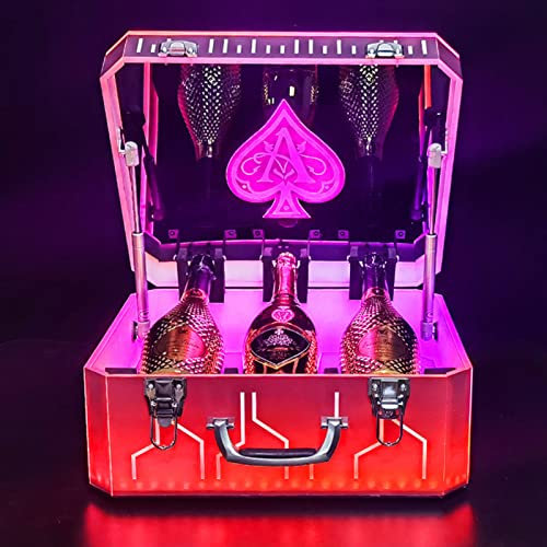 JMOZHCD LED Lighting Wine Rack Acrylic Colored Luminous Wine Box, Wine Bottle Display Rack, Wine Bottle Whiskey Carrying Case