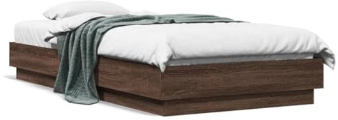 UTSRABFA Palettenbetten Bettgestell Etagenbetten Tagesbetten Bettgestell Braun Eichen-Optik 75x190 cm Holzwerkstoff Geeignet für Wohnungen, Schlafzimmer, Arbeitszimmer, Büros
