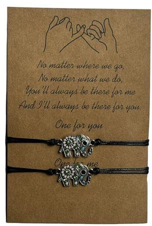 Freundschaftsarmbänder Boho Stil Elefanten - Pärchen Armbandänder - Freundschaftsarmbänder Set 2 Stück - Geschenk für Freunde, Pärchengeschenk - Geschenkidee Armband - Pinky Promise