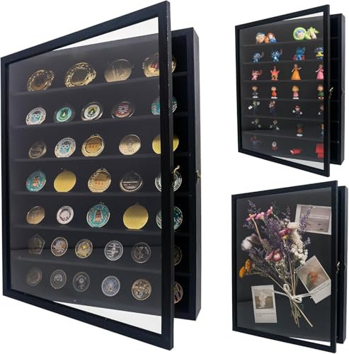 GraduationMall Shadow Box Frame with Removable Shelves,16x20 Black Deep Memory Box Display Case for Military Medals Flowers Keepsake Collectibles