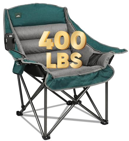 Northroad Übergrößer XL Gepolsterter Campingstuhl mit Handyhalter, Großer Campingstuhl, Klappbarer Gartenstuhl mit Becherhalter, Tragetasche für Outdoor, Strand, Picknicks, Robuste 180kg