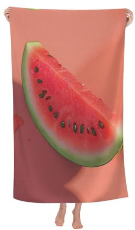 YHBLYKXP Strandtuch mit rotem Wassermelonen-Druck, Sommer-Strandtuch, saugfähiges Mikrofaser-Badetuch