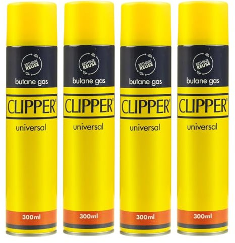 LIVHOME Genuine Clipper Butane Gas - Universal Refill Fluid for Lighters, BBQ, and Cooking - 300ml Capacity - Reliable & Safe Fuel Solution (Pack of 4)
