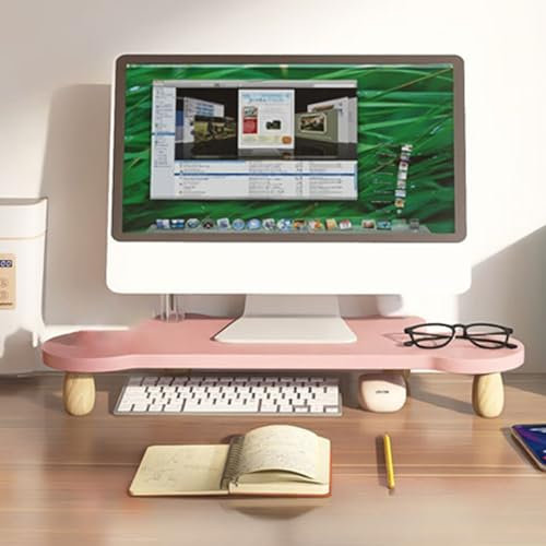 WXPXYBF Computer-Monitorständer, Computer-Monitor-Erhöhungshalter, hölzernes Schreibtisch-Eckregal mit Gänse-Ei-Bein, ergonomisch erhöht für Laptop/TV/Tablet/Büroschreibtisch (Farbe: Pink)