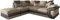 Corner Sofa - Jumbo Cord Sofa in Black and Grey - Modern 3 Seater 2 Seater Suites - 5 Seater Sofa with Chaise for Living Room Lounge Bedroom (Beige Cord Brown Leather, Left Hand Facing Corner)