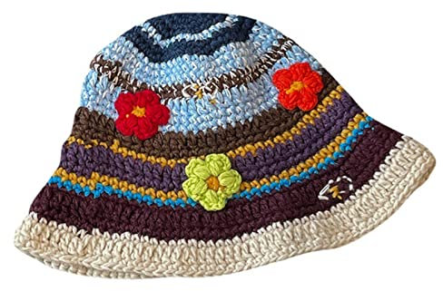 alloneslife Fischerhut, Fischerhut, gehäkeltes Blumenmuster, Fischerhut, gestrickter Fischerhut, Beckenhut für Sonnentag, LJ341, S-XXL