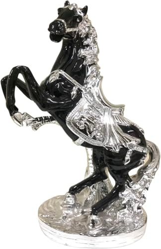 JAYOGLA Italian Style Horse Fole Romany Gypsy China Ornament, Ceramic (Silver + Black, 44cm)