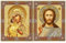 Needzo Christus der Lehrer und Jungfrau Maria Madonna und Kind, orthodoxe, katholische christliche Ikone Diptychon, 20,3 cm hoch, Feodorovskaya Mutter Gottes