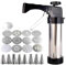 Cookie Press - Stainless Steel Extruder Press with 13 Embossing Die and 8 Piping Tip | 5.7in Cookie Machine | Maker for Shape Dough Into Decorative Cookies