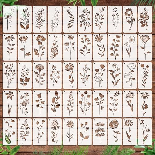 OOTSR 50 Stk Blatt Blätter Schablonen, 7,6x15 Malerei Malschablone DIY der Blattmalerei, Kunststoff Wiederverwendbar Vorlagen für Malerei Holz Wand Deko