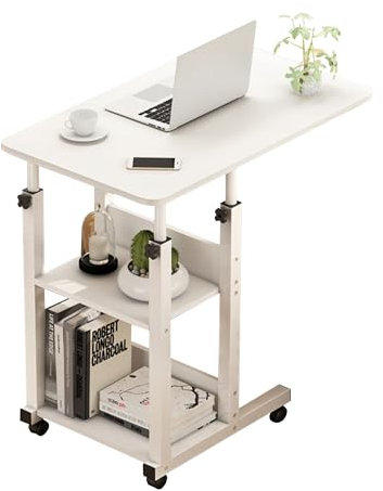 MAGIC SELECT Escritorio Portátil de Altura Ajustable. Mesa con Ruedas para Cama o Sofá. Mesa Auxiliar de Escritorio. Escritorio de Oficina para Ordenador. Mesa de Escritorio de MDF y Acero (80x40cm)