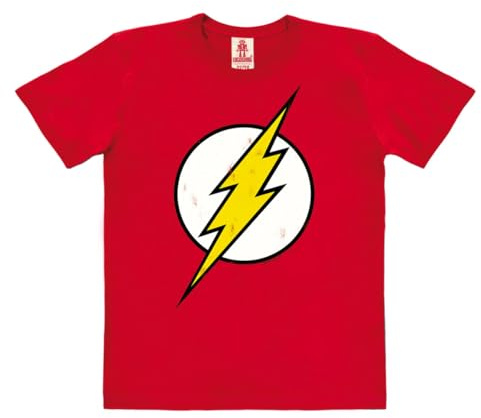 Logoshirt® DC Comics Flash Logo T-Shirt Kinder | Offiziell lizenziertes Flash-Merch, ikonisches Blitz-Logo, Bio-Baumwolle, Comic T-Shirt mit Print, für Mädchen und Jungen
