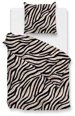 Zo! Home Flanell Bettwäsche 155x220 cm Zebrato Natural Zebra Tierfellmuster