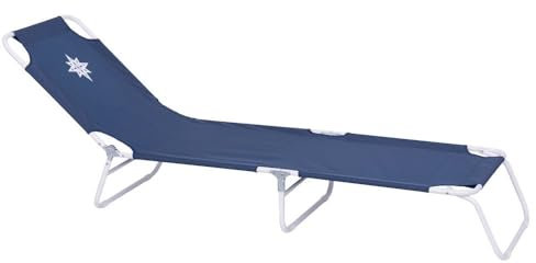 LOLAhome Tumbona Playa Plegable Hierro de 24x186x53 cm (Azul Marino)