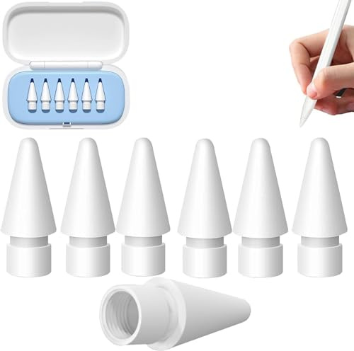 6 Stück Ersatzspitzen Für Apple Pencil Spitze Langlebig Apple Pencil 1./2./ Generation Spitze Mit Aufbewahrungsbox - Ersatzspitzen Für Apple Pencil Spitzen Glatt Ersatzspitzen Für Apple Pencil Tips
