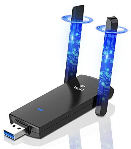 USB WiFi Adapter for PC, 1300Mbps 5GHz/2.4GHz Dual Band WiFi Dongle Wireless Network Adapter for Desktop Laptop, Support Windows 11/10/8.1/8/7, Mac OS 10.9-10.15, Dual Antennas, Black