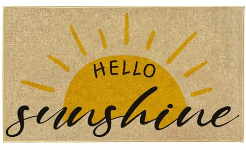 Hello Sunshine Doormat Boho Sun Door Mat Welcome Entrance Doormat Outdoor Indoor Entryway Area Rug Inside Outside Non Slip Rug Front Door Floor Mat Porch Hallway Carpet Home Decor