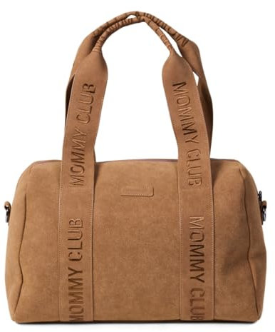 CHILDHOME, Wickeltasche, Mommy Club, Wickelauflage inklusive, zahlreiche Staufächer, Befestigungsgurte für Kinderwagen, Schultergurt, Material: Wildlederimitat, 22 l, Mommy Club, Haselnussbraun