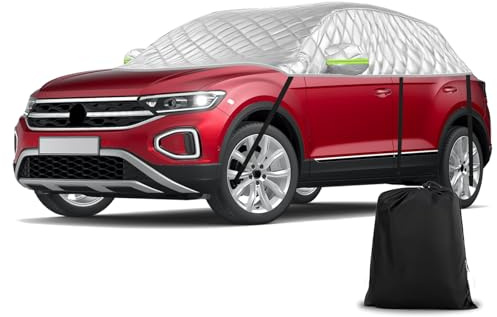 Universelle Halbgarage für SUV-Modell 361X150X54cm, Passgenaue Verdickte Autoabdeckung Wasserdicht Ersatz für VW Tiguan SWB/T-ROC, für Qashqai, für Peugeot 2008/3008, Anti-Hagel und Anti-Schnee