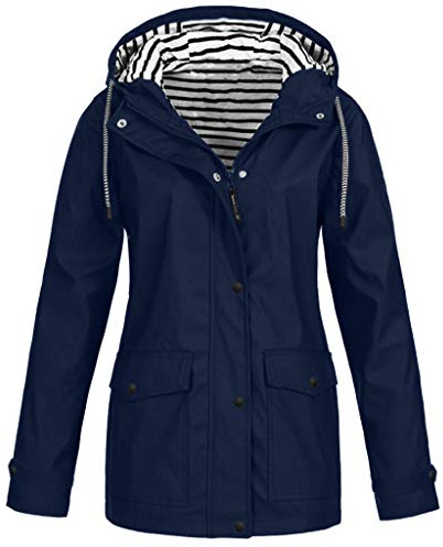 Manteau Pluie Imperméable Femme Couleur Unie Rayé Légère Pliable Kway, Coupe Vent Femme Imperméable Ciré Avec Poches Et Doublure Zippée, Veste De Pluie Vêtements Extérieur Blazer, Coupe Grande Taille