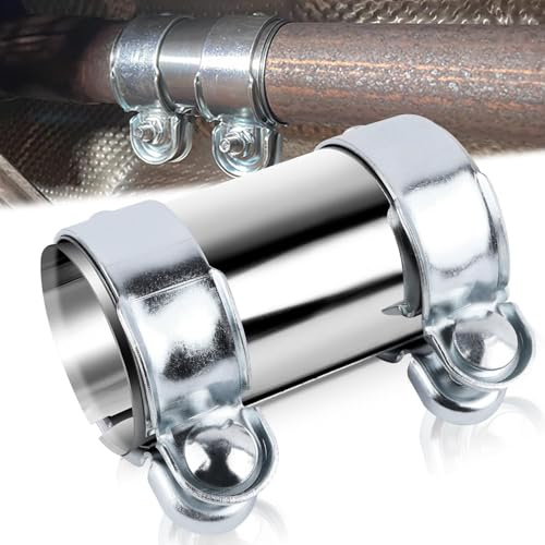 BSTDAYEVER Abrazaderas Tubo Escape Conector de Tubo Escape Doble 70x125mm | Abrazadera Union Escapes Manguito de Escapes Coche de Acero Inoxidable Silenciador Adapta Mayoría Los Coches Motos