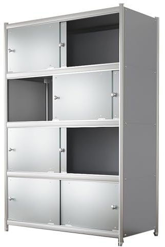 Stainless Steel Kitchen Storage Cabinet, Multi-Layer Baker's Rack with Sliding Doors, Oven and Sundry Shelves for Dining Room/Living Room, 60x35x80cm