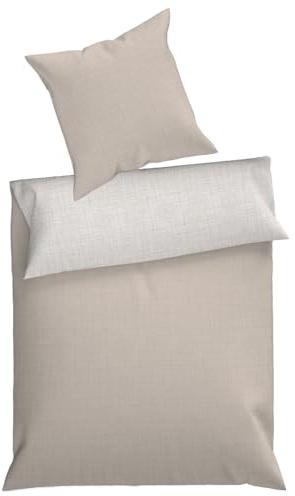 Dyckhoff Uni, Bettwäsche Set, 155x220, 100% Baumwolle, Oeko-Tex, beige | 2-teilig, mit 80x80 Kissenbezug, hochwertiges Renforcé, zertifizierte Qualität, langlebig