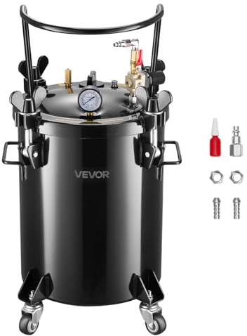 VEVOR Tanque de Presión, Capacidad de 30 litros, con 2 Conectores UE/AU para Estudios Creativos y Aficionados al Bricolaje, con Acoplamientos Rápidos y Cuatro Ruedas, 390 x 340 x 630 mm, Color Negro
