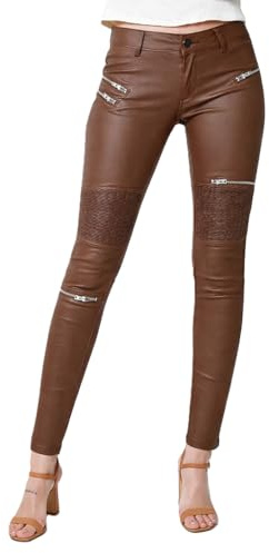 Glook Mujeres PU Cuero Enjutos Leggins Treggins Cintura Alta Skinny Elásticos Lápiz Jeggings Leggings Cadera De Pantalones